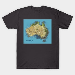 Watercolor Illustration of Australia Map T-Shirt